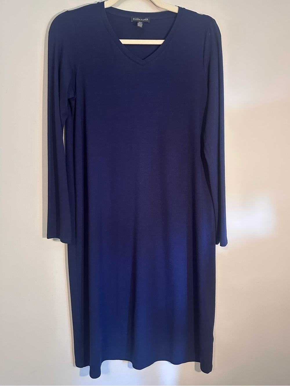 Eileen Fisher Navy ¾ Sleeve V-Neck Knee-length Dress Size XS Classic Coastal